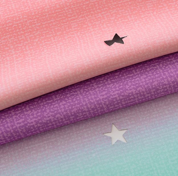 Image of Yancorp Curtains for Girls Bedroom Kids Curtain Hollow-Out Star Window Nursery Curtain 96 inches Length Room Darkening Grommet 2 Layers (Green Pink Purple, W52 X L96)
