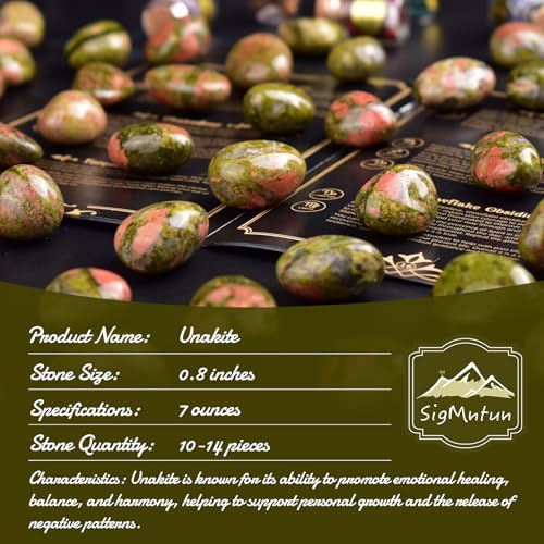Image of Polished Stone Set Unakite Crystals, 0.8 inch Handpicked Tumbled Gemstones Rocks, Pebbles for Reiki, Chakra, Healing, Home Decor