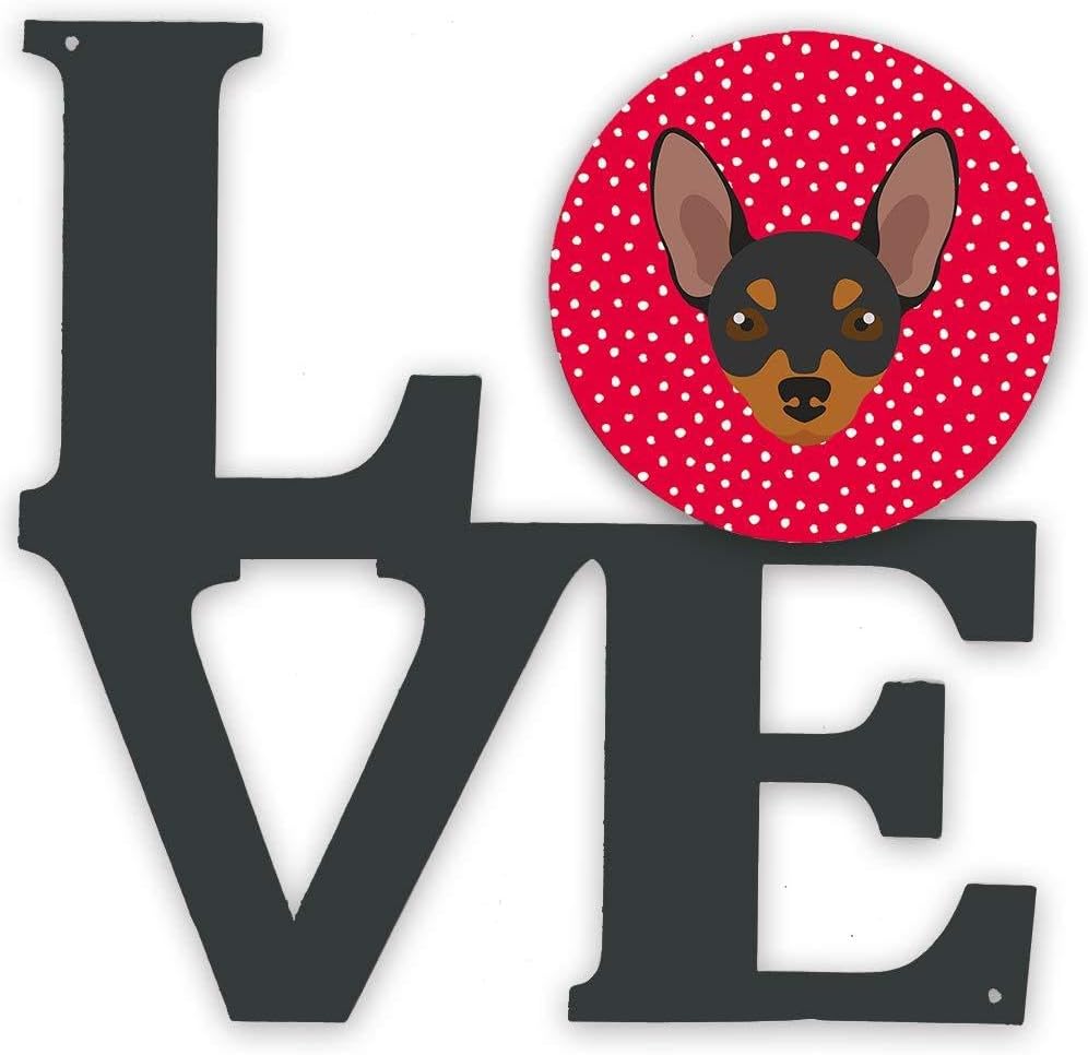 Caroline's Treasures CK5230WALV Prague Ratter Love Metal Wall Artwork LOVE, Red Indoor Outdoor Art Decor Patio, Bathroom, Kitchen Colorful Aluminum and Black Steel Sculpture