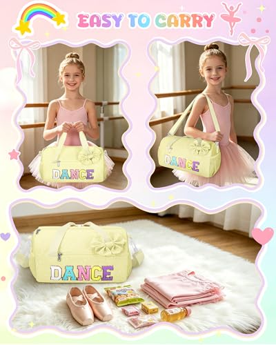 Image of Glitter Dance Ballet Bag Small Cheer Duffle Travel Bag with Bow Decoration