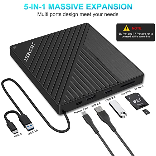 Externes CD DVD Laufwerk USB 3.0 Typ-C, CD DVD Laufwerk Extern mit SD/TF-Kartenleser Portable CD DVD RW Brenner,Schnelle… – Bild 4