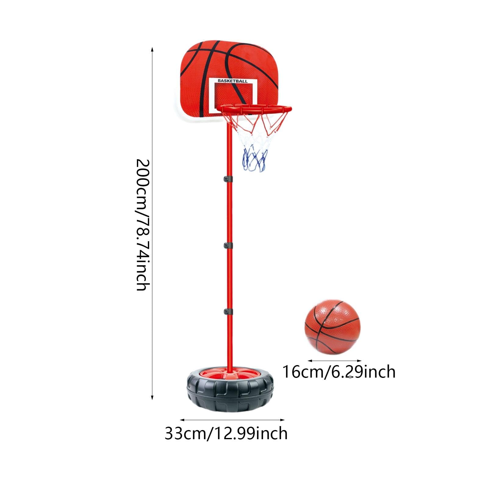 Aro de Baloncesto Infantil Ajustable Juego de Basketball para Niños Soporte Portátil con Bomba Juguete Interactivo Adecuado para Casa Oficina Patio Re