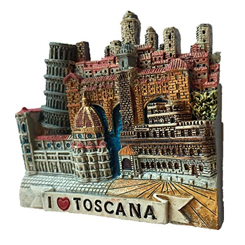 Weekinglo Souvenir Imán de Nevera Toscana Italia 3D Resina Artesanía Hecha A Mano Turista Viaje Ciudad Recuerdo Colección Carta Refrigerador Etiqueta