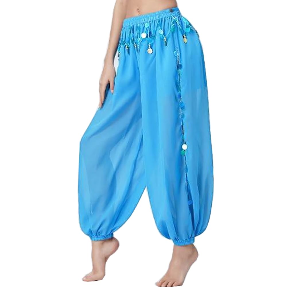 ZUYPSK Pantalon long à paillettes pour femme - Danse du ventre - Inde - Scène arabe - Performance - Sarouel - Paillettes - Costume de fête