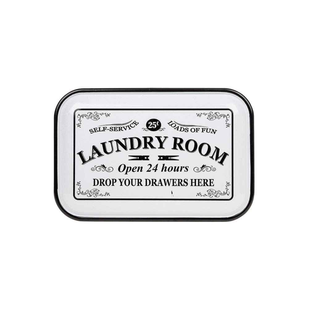 Joe Davies Vintage Enamel Oblong Laundry Plaque - Drop Your Drawers Here
