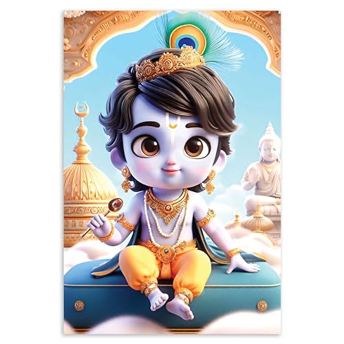 Image of Twinster Bal krishna Posters Photo for Pregnant Women, Baby Poster Self Adhesive (Size 45 cm by 30 cm) Pack of 1 (Design 18)