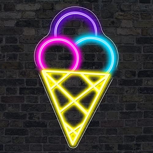 Letrero de neón de helado con placa acrílica, letrero de decoración de neón para pared de helado alimentado, decoración de tienda de helados personalizada (color1) Cover