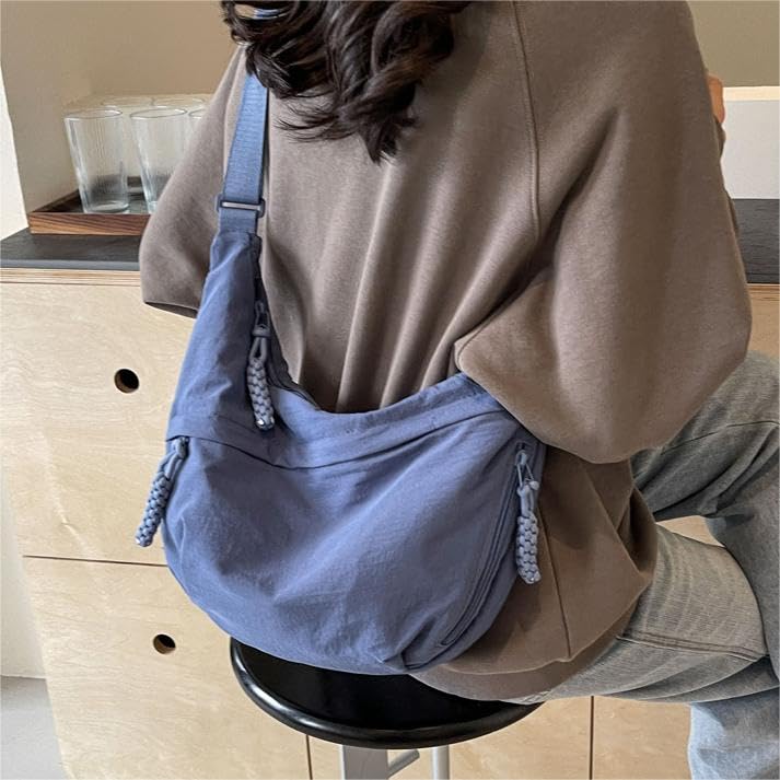 Image of Nylon Crescent Crossbody Bag for Women Shoulder Tote Handbag Casual Sling Bag Dumpling Purse Bag for Outdoor Travel