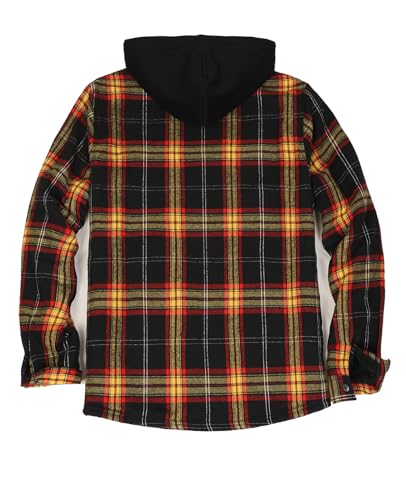 Image of ZENTHACE Men's Sherpa Lined Full Zip Hooded Plaid Shirt Jacket