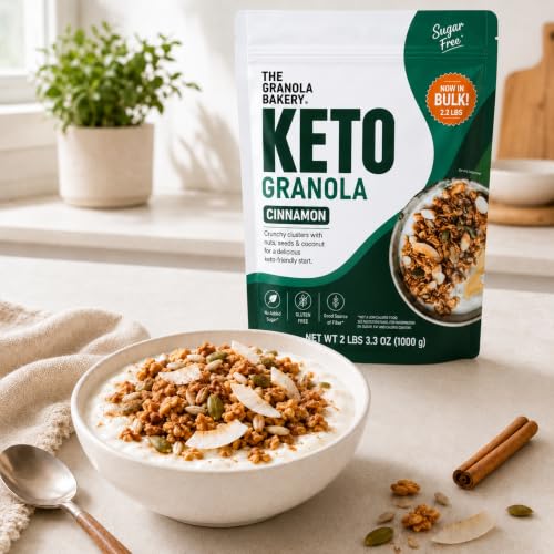 TGB Keto Granola, Cinnamon, No Added Sugar, Gluten Free, Good Source of Fiber, Low Carb Cereal & Snack, Keto Friendly, 2.2lb Resealable Bag — view 4