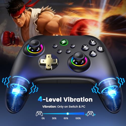Image of Wireless PC Gaming Controller - Hall Effect Joystick - No Drift, 2.4G & Wired 1000Hz Polling Rate, Remappable Buttons, Turbo & Vibration, Bluetooth Gamepad for PC /Switch /iOS /Android with Charging Dock