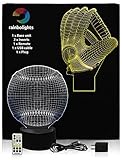 Baseball Gifts 3D Illusion Night Light Baseball & Baseball Glove- 2 Designs in 1 Box- Includes Remote Controller A Great Gift for Men Dad Boys or Adults A Great Gift Set inc Plug by rainbolights