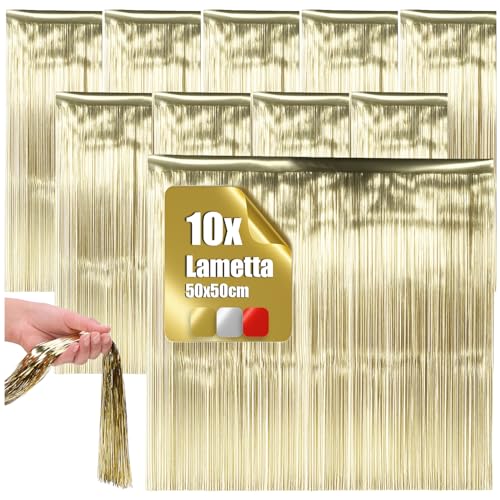 com-four® 10x Lametta - Goldfarbene Lametta Girlande für Weihnachten...