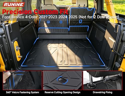 Image of Floor Mats for Ford Bronco 4-Door 2021-2024 2025 2026(Not for 2 Door&Sport), Cargo Liner Set, Heavy Mud & Off-Road Protection with 3D Waterproof High-Edge & Anti-Slip Retention System