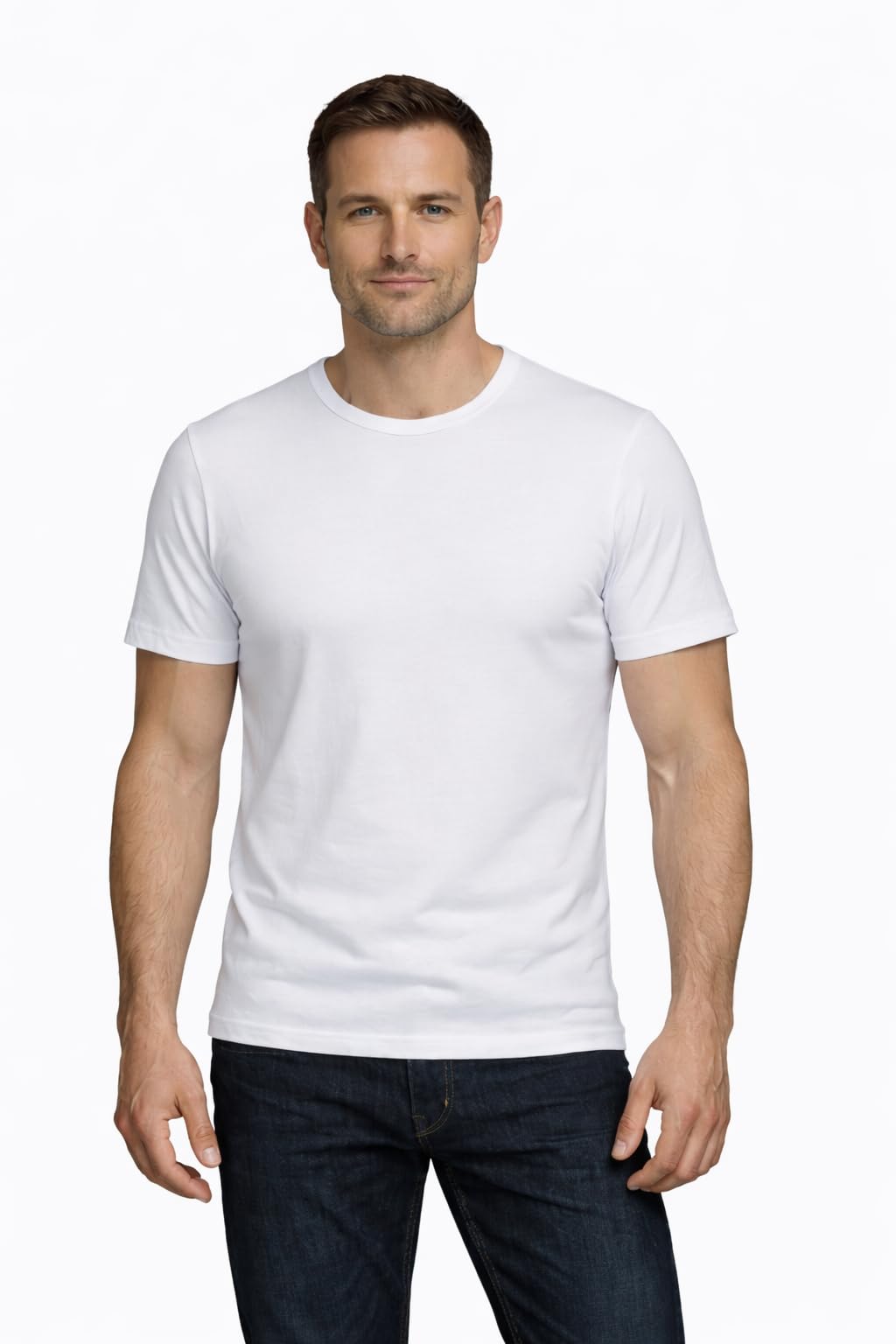 JACK & JONES 3er Pack Herren T-Shirt Basic mit Rundhals einfarbig Slim Fit in weiß schwarz blau grau 12167630