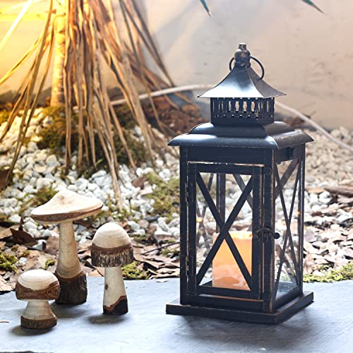 Decorkey Candle Lantern Decorative, Square Hanging Spring Home Decor, Vintage Metal Decorative Candle Lanterns For Outdoor Patio Wedding Party Black With Copper Brush #TOP1