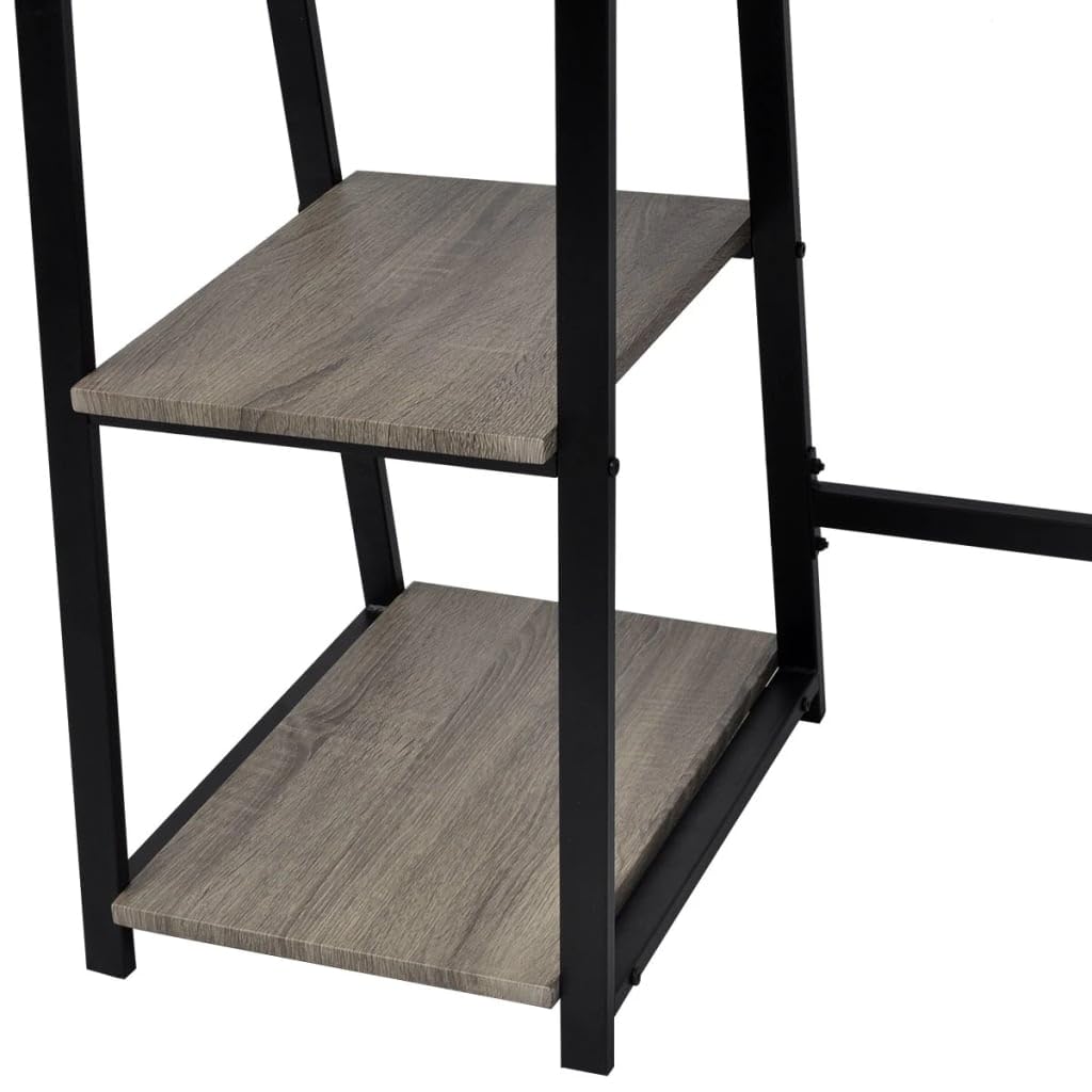 Tavolo Bar Scrivania Salvaspazio Tavolo Gaming Scrivanie Gaming Scrivania con 2 Ripiani Grigio e Rovere per Soggiorno Camera Da Letto Sala Studio Studio