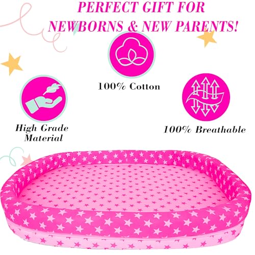 Image of Toddylon Baby Luxury Bedding Set for Newborns | Flat Bed | Mosquito Net | Neck Support | Cotton | Travel Bed | Essentials | Toddlers | Infants | Baby Boy Girl (0-12 Months) Pink