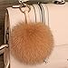 Valpeak 5'' Fox Fur Pom Pom Keychain Fur Ball Fluffy Fur Keychain Pom Pom (Beige)