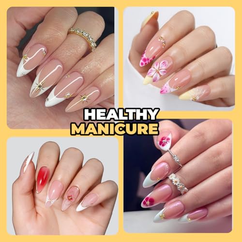 Image of UNA GELLA Medium Stiletto Nail Tips 240 Pcs - Pre-Etched Soft Gel Nail Tips Stiletto Press on Nails, Clear Full Coverage Acrylic Fake Nails for Extension - DIY Salon at Home, 12 Sizes Included