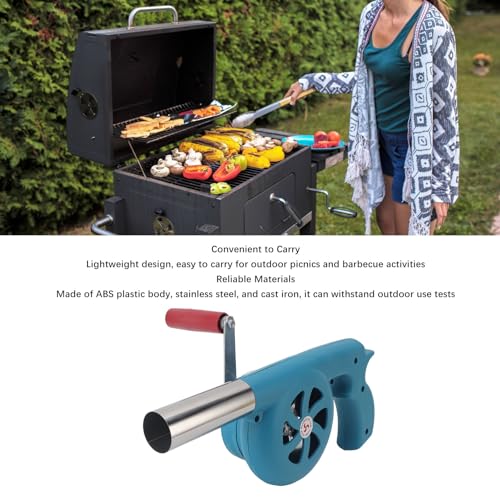 Ventilateur de barbecue manuel portable bleu à flux d'air rapide - 3