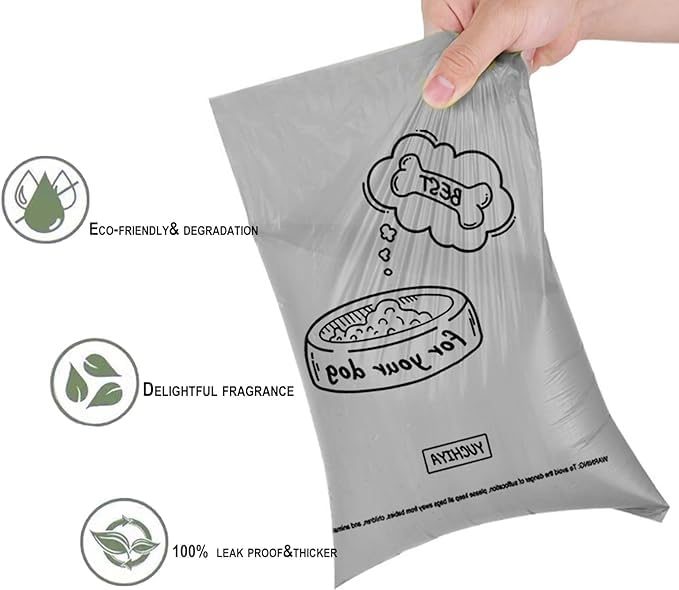 Image of YUCHIYA Dog Poop Bags Holder with UV Flashlight with 1 Roll of Leak-Proof Dog Waste Bags Black Light for for Pet Urine Detector with Built-in LR44 Batteries and Dog Walking Accessories (Dark Gray)