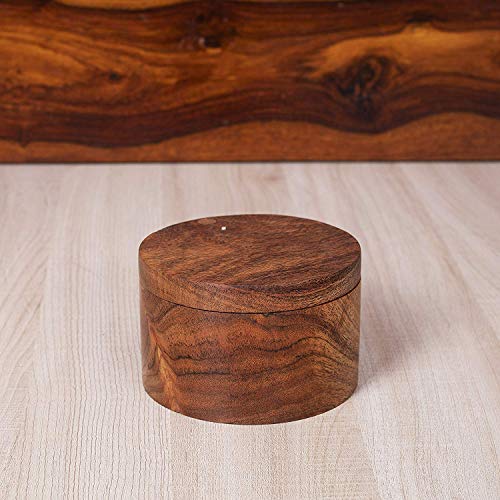 Image of Wooden Salt Box for Kitchen or Dining Table Spice and Herb Container | Single Compartment for Salt & Pepper, Jar & Container (size: 3.75 x 3.8 in)