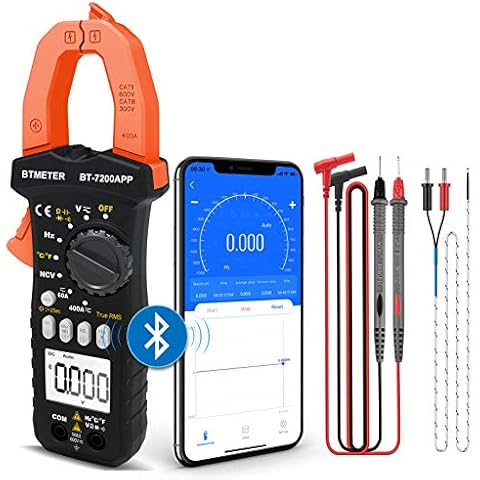 BTMETER BT-7200APP TRMS 6000 Counts Clamp Multimeter, Digital Clamp-on Ammeter for AC/DC Current Voltage Resistance Capacitor Frequency Continuity Temperature NCV Meter Cover