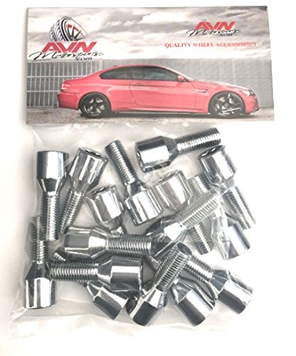 12x1.5 Tuner Lug Bolts 8 Point Key Wheel Locks Chrome (12mmx1.50 Thread Size) (20 Pieces) (24MM Shank)