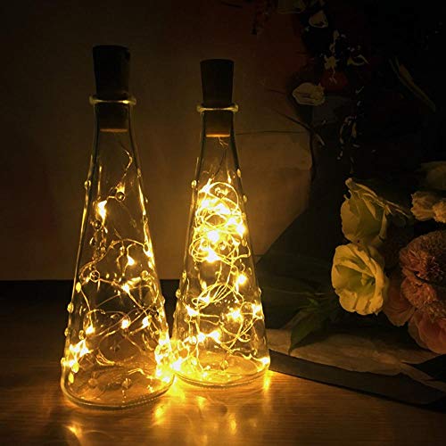KALUO 3M 30 LED Warm Color Bottle Lights (10 Pack),Copper Wire Cork Rope Lights Battery Operated for Wine Bottle,Starry String Light for Parties, Wedding, Christmas Decoration