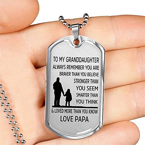 To My Granddaughter Necklace, Always Remember You are Braver Pendant Necklace, Stainless Steel Dog Tag Inspirational Gifts2