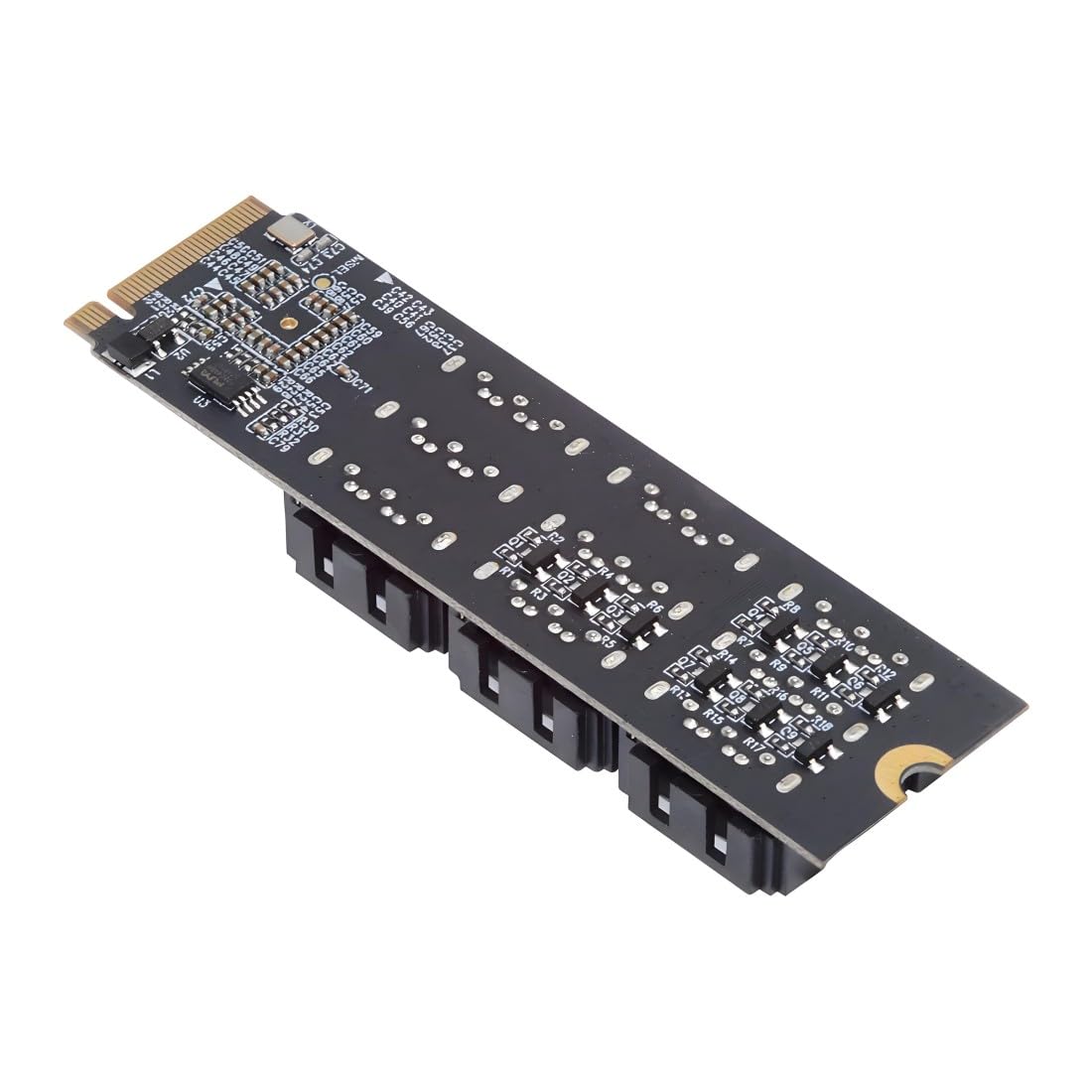 chenyang Adaptador de 9 puertos M.2 a SATA 3.0, PCIe 3.0 a SATA III, adaptador de tarjeta de expansión de 6 Gbps con indicador inteligente