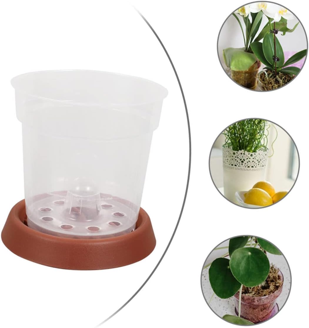 UPKOCH 10pcs Transparent Plant Nursery Pots with Saucers Breathable Containers for Gardening for Indoor and Outdoor Use for Transplanting and Growing Plants