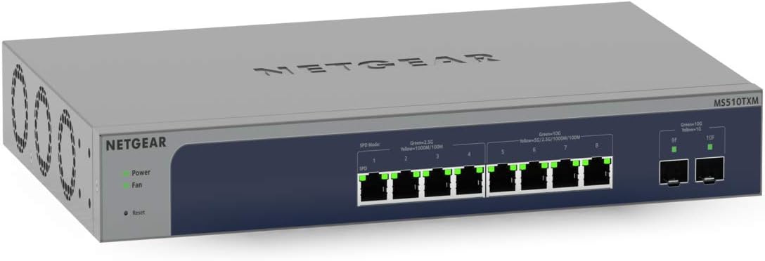 8 Port 10GB Switch (MS510TXM) | Smart Managed Multi-Gigabit Switch | 2x 10Gigabit SFP+ Ports | Desktop or Rackmount, and ProSAFE Lifetime Protection