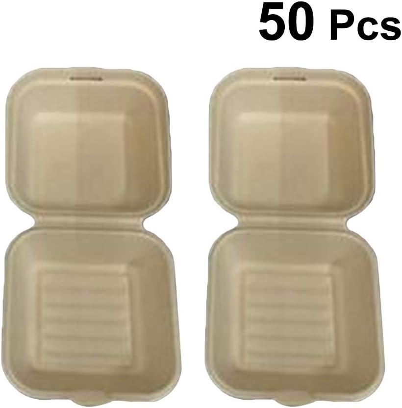 UPKOCH 50 Pcs Disposable Pulp Packing Boxes High Grade Take Out Boxes Fruit Boxes Carry Out Containers- 15x15x8cm ( Yellow ) : Industrial & Scientific