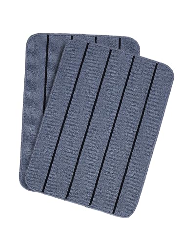 Image of Saral Home 2pc Door Mat Anti-Skid Washable Loop Stripe (Turq. 45X60 cm)