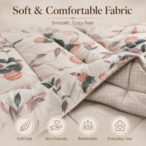 Image of Signature Reversible AC Comforter Set 350 GSM,Soft Microfibre King Size Quilt Blanket for Winter (Sage Leaf Whisper, Double Bed)