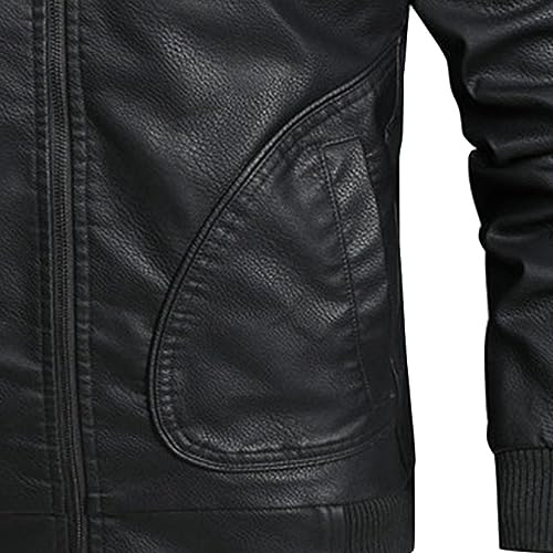 Chaqueta de cuero sintético para hombre con forro Sherpa miniatura 2