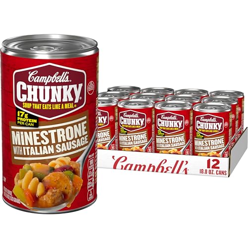 Campbell’s Chunky Soup, Minestrone With Italian Sausage Soup, 18.8 Ounce Can (Case Of 12)