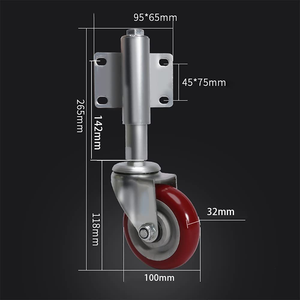 4 Inch Heavy Duty Spring Loaded Gate Caster Wheel | 110lb Capacity, Universal Mount For Wooden Gates