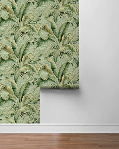 Image of Tommy Bahama Palmiers Tropical Palm Peel and Stick Wallpaper, (Seamist)