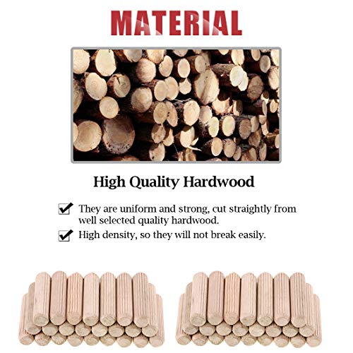 Hilitchi 400Pcs 6Mm 8Mm 10Mm L Fluted Wood Dowel Pins Beveled Ends Tapered For Easier Insertion Straight Grooved Pins For Furniture Door And Art Projects (Straight Grooved, Metric) #TOP2