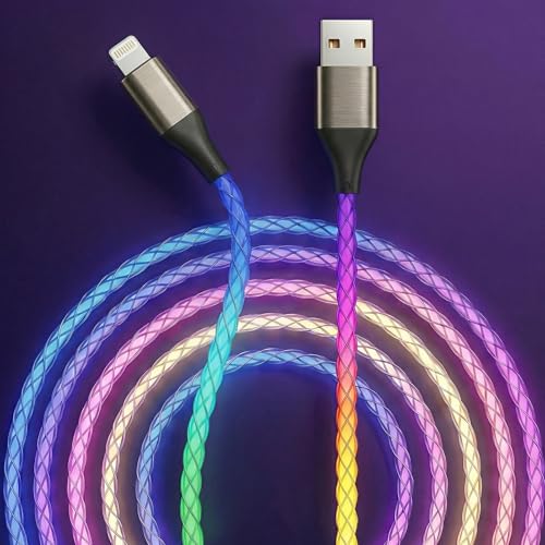 Light Up iPhone Charger Cord 6ft - LED iPhone Charging Cable [Apple MFi Certified] - Compatible with iPhone 14/13/12/11/XR/XS/X/8, iPad, AirPods, iPod, and More (Rainbow)
