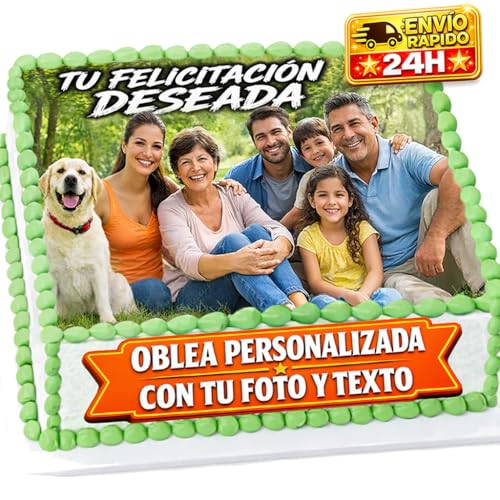 OBLEA o Papel de AZÚCAR, Personalizada para Tarta con Foto, Nombre y Edad – Imagen Comestible Cumpleaños – Calidad Fotográfica Profesional – Varios Tamaños – Rectangular