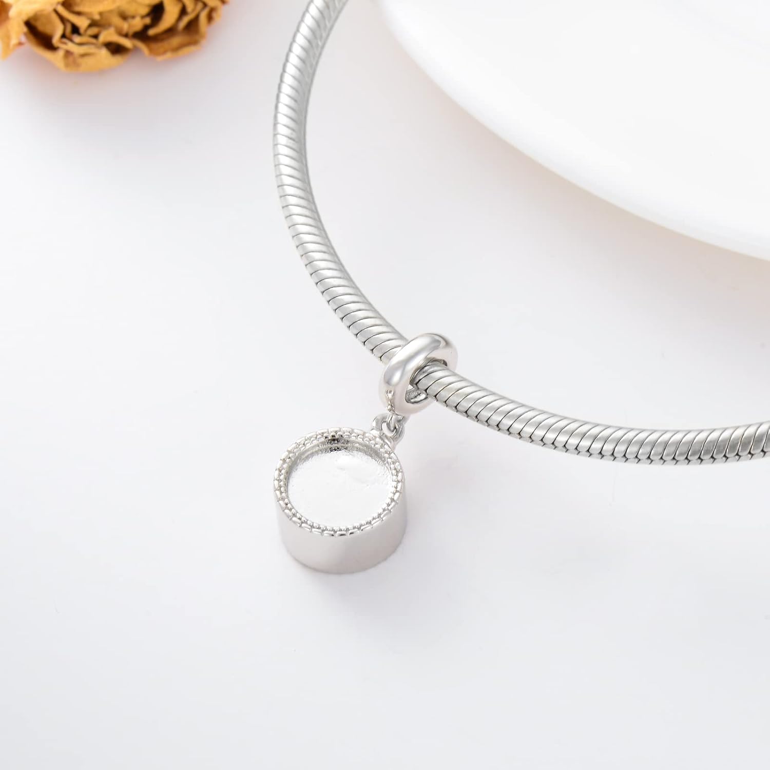 Personalized Heart Photo Cremation Urn Charm for Ashes 925 Sterling Silver Custom 2 Picture Image Bead Fit Snake Bracelet Keepsake Memorial Locket for Women Mom - Image 2