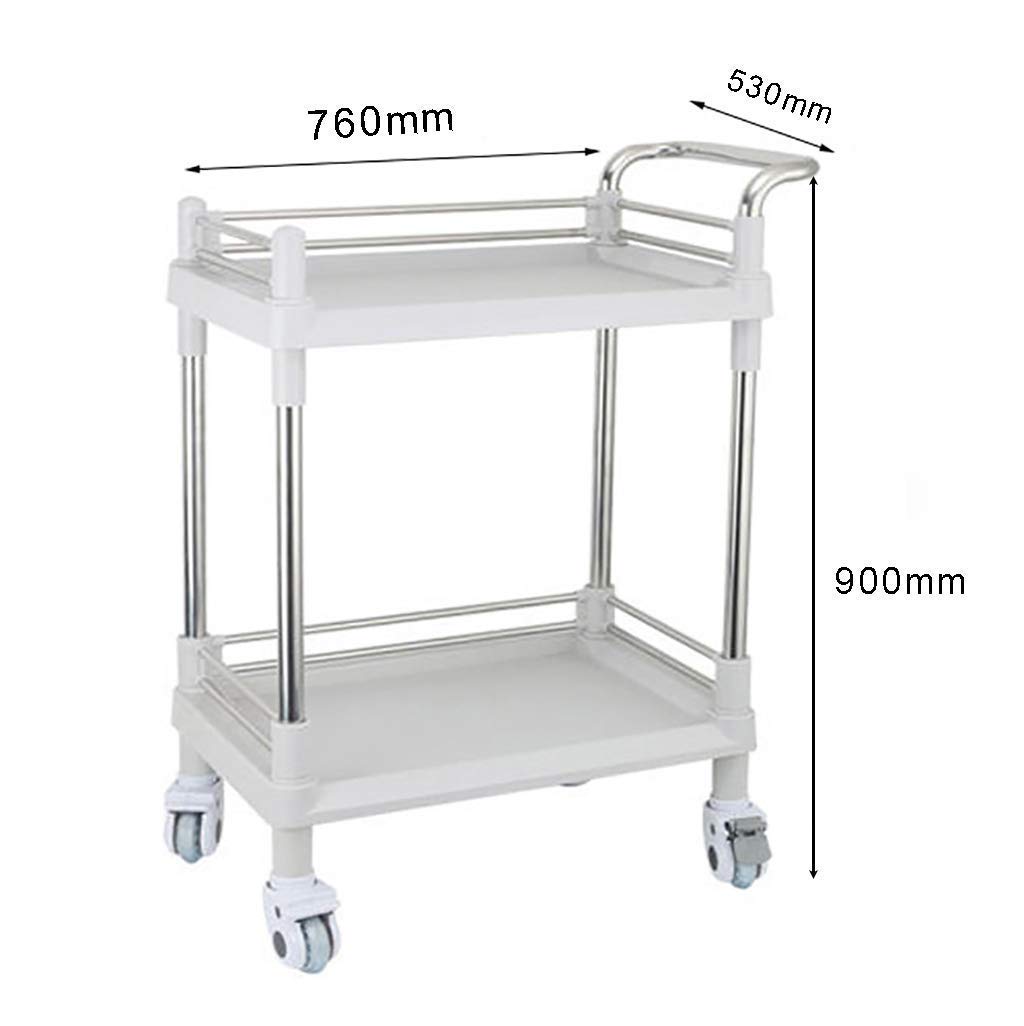 médico de Acero Inoxidable para Laboratorio de 2 Niveles, salón de Belleza para peluquería Carro rodante, salón de Belleza, clínica, Hospital, Laboratorio