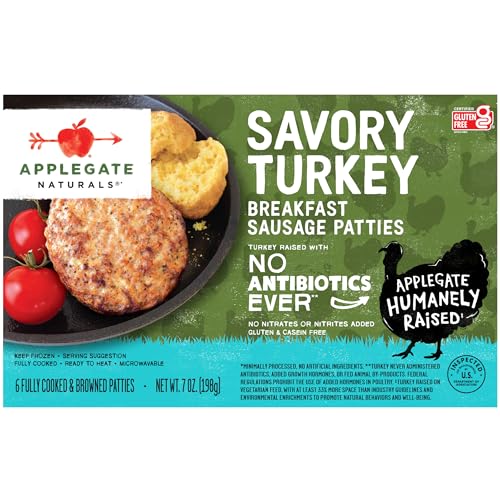 Applegate, Natural Savory Turkey Breakfast Sausage Patties, 7 oz (Frozen)