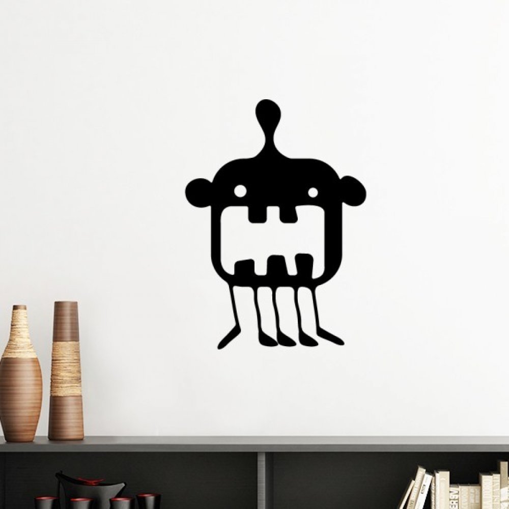 Sticker mural alien vert 50cm silhouette amovible de créature pour chambre