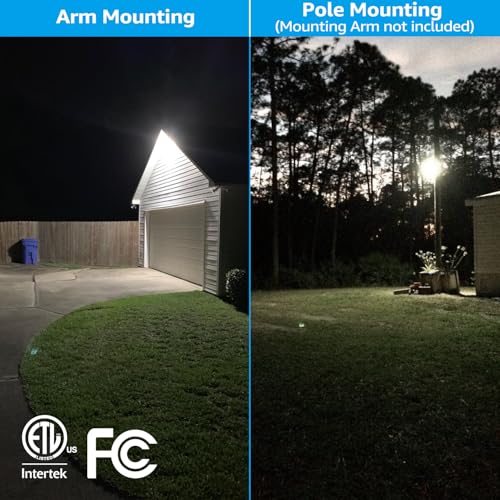 torchstar led barn light dusk to dawn area lights with photocell outdoor security flood lighting etl amp fcc listed ip65 waterproof aluminum housing 110-277v garage yard 5000k daylight bronze