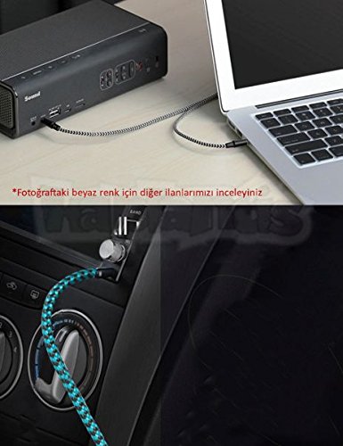 Diwu AUX Stereo 3.5mm Data Ses Örgü Kablo Mavi